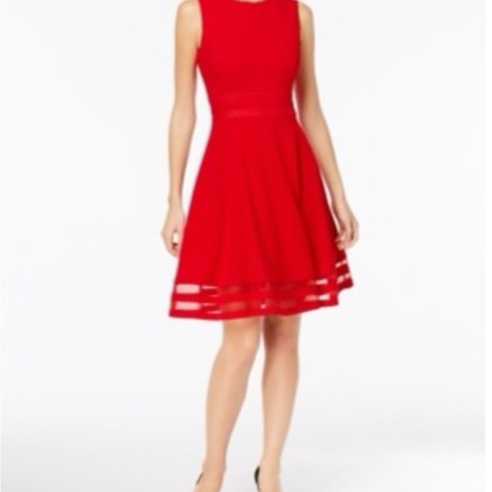 Calvin Klein Vibrant Red Midi Dress